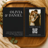 Elegant Minimalist Black Photo Wedding Kaart