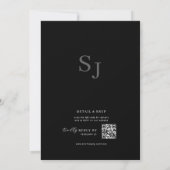 Elegant Minimalist Black Rustic Floral QR Wedding Kaart (Achterkant)