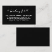 Elegant Minimalist Black Wedding Wishing Good Informatiekaartje (Voorkant / Achterkant)
