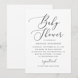 Elegant Minimalist Black & White Baby Shower Kaart