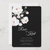 Elegant minimalist Black White Floral Wedding Kaart (Voorkant)