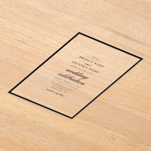 Elegant minimalist Black White Monogram Weddenscha Acryl Uitnodigingen (Laagn)