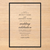 Elegant minimalist Black White Monogram Weddenscha Acryl Uitnodigingen (Voorkant)