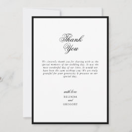 Elegant minimalist Black White Monogram Weddenscha Bedankkaart