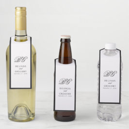 Elegant minimalist Black White Monogram Weddenscha Flessenhanger