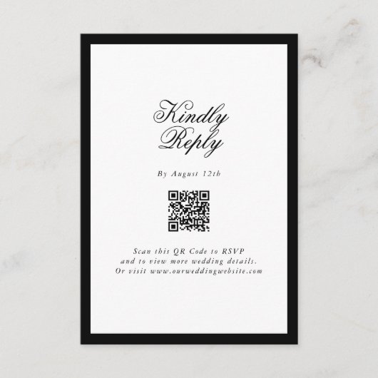 Elegant minimalist Black White Monogram Weddenscha Informatiekaartje (Voorkant)