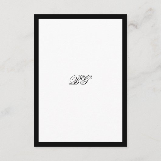 Elegant minimalist Black White Monogram Weddenscha Informatiekaartje (Achterkant)