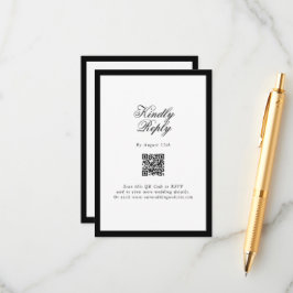 Elegant minimalist Black White Monogram Weddenscha Informatiekaartje