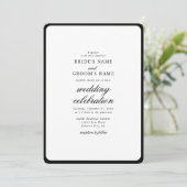 Elegant minimalist Black White Monogram Weddenscha Kaart (Staand voorkant)