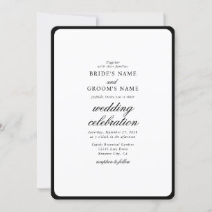 Elegant minimalist Black White Monogram Weddenscha Kaart