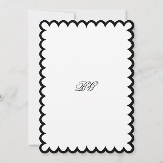 Elegant minimalist Black White Monogram Weddenscha Kaart (Achterkant)