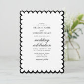 Elegant minimalist Black White Monogram Weddenscha Kaart (Staand voorkant)