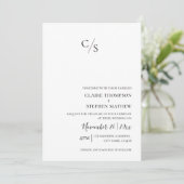 Elegant minimalist Black White Monogram Weddenscha Kaart (Staand voorkant)