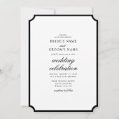 Elegant minimalist Black White Monogram Weddenscha Kaart (Voorkant)