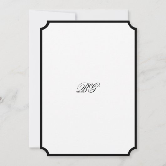 Elegant minimalist Black White Monogram Weddenscha Kaart (Achterkant)