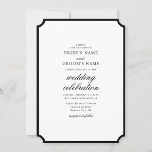 Elegant minimalist Black White Monogram Weddenscha Kaart