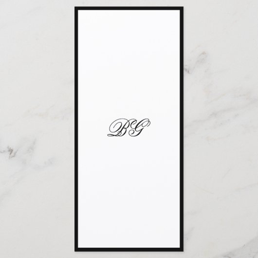 Elegant minimalist Black White Monogram Weddenscha Menu (Achterkant)