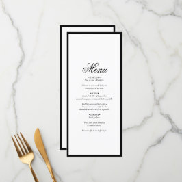Elegant minimalist Black White Monogram Weddenscha Menu