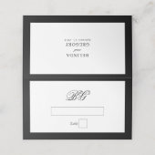 Elegant minimalist Black White Monogram Weddenscha Plaatskaartje (Buitenkant ongevouwen)