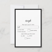 Elegant minimalist Black White Monogram Weddenscha RSVP Kaartje (Voorkant)