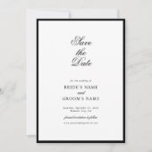 Elegant minimalist Black White Monogram Weddenscha Save The Date (Voorkant)