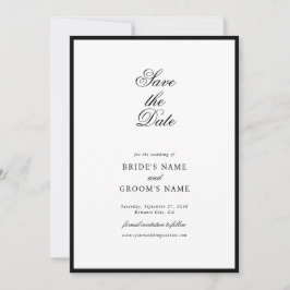 Elegant minimalist Black White Monogram Weddenscha Save The Date
