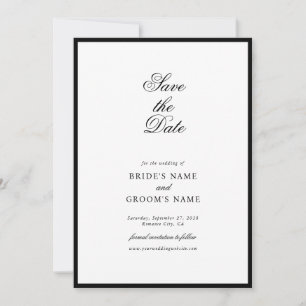 Elegant minimalist Black White Monogram Weddenscha Save The Date