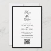 Elegant minimalist Black White Monogram Weddenscha Save The Date (Voorkant)