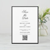 Elegant minimalist Black White Monogram Weddenscha Save The Date (Staand voorkant)