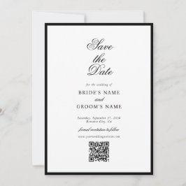 Elegant minimalist Black White Monogram Weddenscha Save The Date