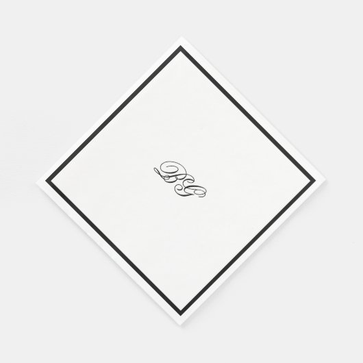 Elegant minimalist Black White Monogram Weddenscha Servet (Hoek)