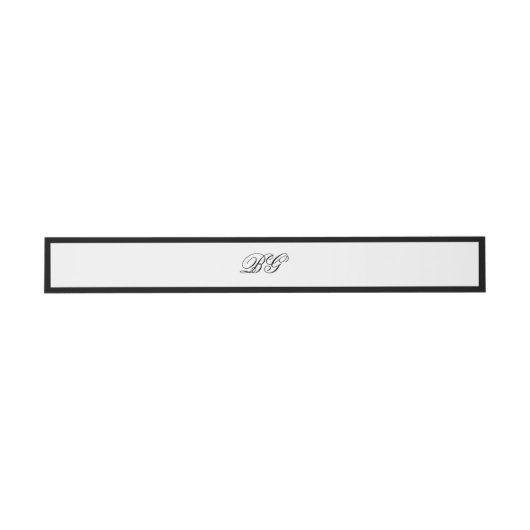 Elegant minimalist Black White Monogram Weddenscha Uitnodigingen Wikkel (Vlak)