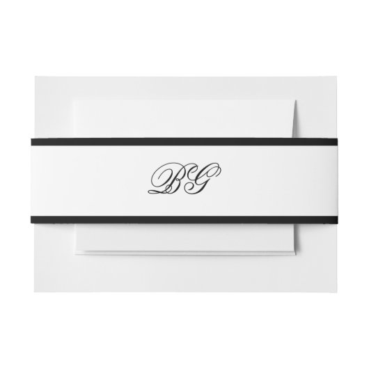Elegant minimalist Black White Monogram Weddenscha Uitnodigingen Wikkel (Voorkant Voorbeeld)