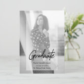 Elegant Minimalist Black & White Photo Graduation Kaart (Staand voorkant)
