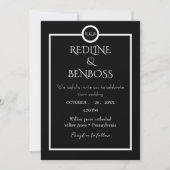 Elegant Minimalist  Black & White Wedding  Invitat Kaart (Voorkant)