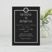 Elegant Minimalist  Black & White Wedding  Invitat Kaart (Staand voorkant)