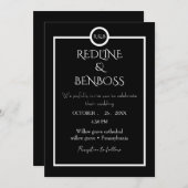 Elegant Minimalist  Black & White Wedding  Invitat Kaart (Voorkant / Achterkant)