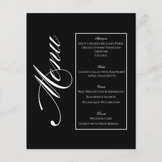 Elegant Minimalist Black & White Wedding Menu (Voorkant)
