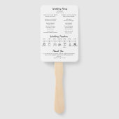 Elegant Minimalist Black White Wedding Program Fan Handwaaier (Achterkant)