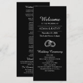 Elegant Minimalist Black White Wedding Program Programmakaart (Voorkant / Achterkant)