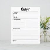 Elegant Minimalist Blank Recipe Page / Paper Sheet (Staand voorkant)