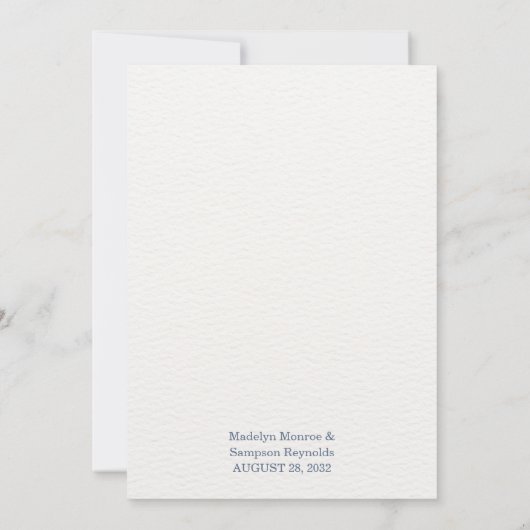 Elegant Minimalist Blue Floral Sketch Wedding  Kaart (Achterkant)