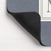 Elegant minimalist Blue Grey Faux Linen Monogram Muismat (Hoek)