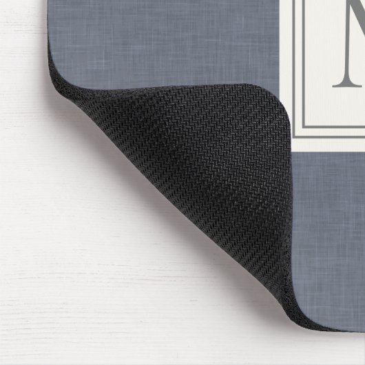 Elegant minimalist Blue Grey Faux Linen Monogram Muismat (Hoek)