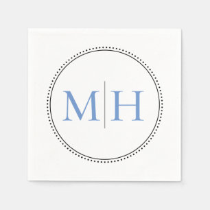 Elegant minimalist Blue Monogram Weddenschap Servet