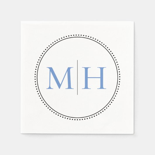 Elegant minimalist Blue Monogram Weddenschap Servet (Voorkant)