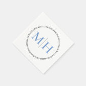 Elegant minimalist Blue Monogram Weddenschap Servet (Hoek)