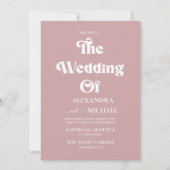 Elegant minimalist Blush Dusty Roos Wedding Uitnod Kaart (Voorkant)