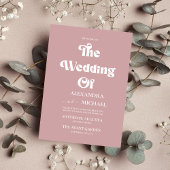 Elegant minimalist Blush Dusty Roos Wedding Uitnod Kaart