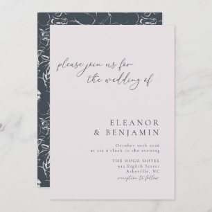 Elegant minimalist Blush Grey Botanical Weddenscha Kaart